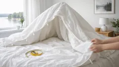 Tämä nurinpäin-tekniikka tekee pussilakanan vaihdosta nopean myös ison peiton kanssa